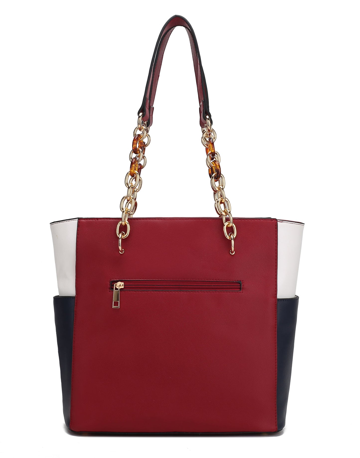 MKF Collection Rochelle Vegan Color Block Vegan Leather Women's Tote Bag with Wristlet by Mia k