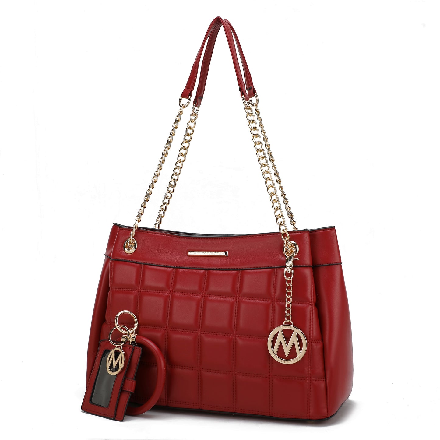 MKF Collection Mabel Quilted Vegan Leather Women shoulder Bag with Bracelet Keychain with a Credit Card Holder by Mia K