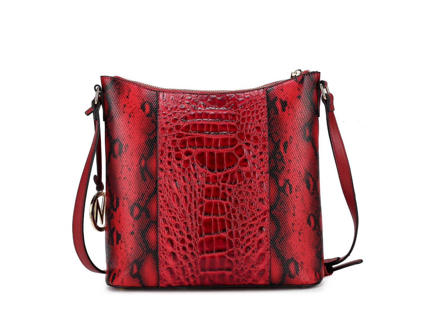 MKF Collection Meline Faux Crocodile and Snake Embossed Vegan Leather Women's Shoulder by Mia k