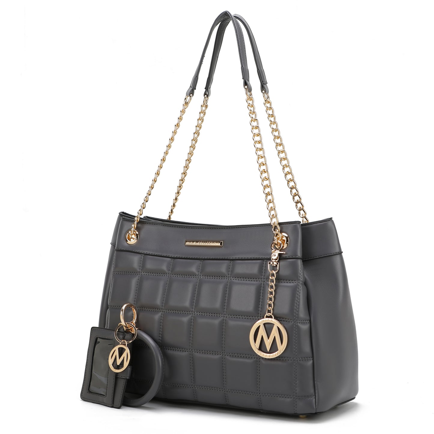 MKF Collection Mabel Quilted Vegan Leather Women shoulder Bag with Bracelet Keychain with a Credit Card Holder by Mia K