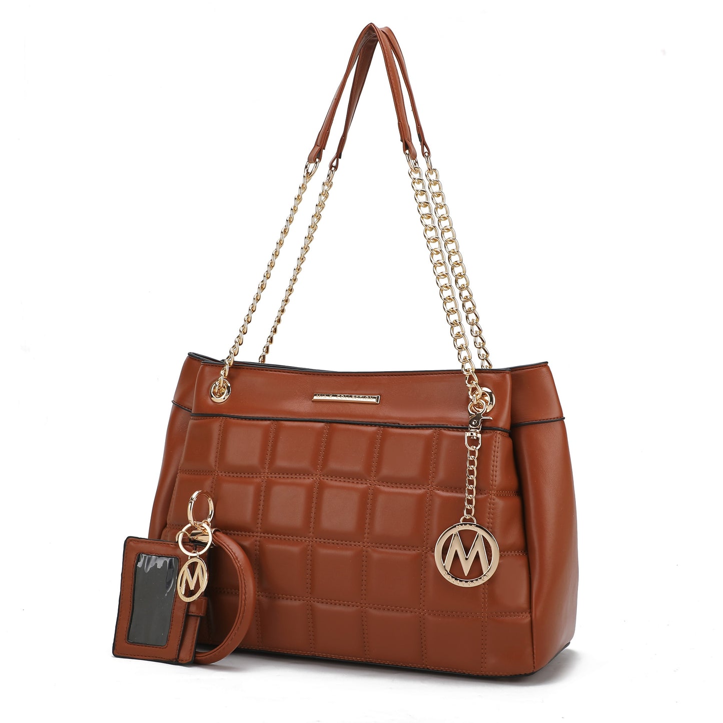 MKF Collection Mabel Quilted Vegan Leather Women shoulder Bag with Bracelet Keychain with a Credit Card Holder by Mia K